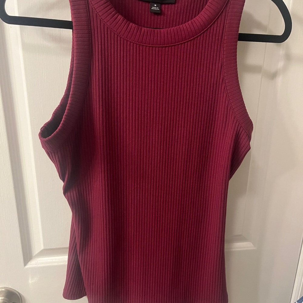 INC International Concepts Red Sleeveless Ribbed Tank Top